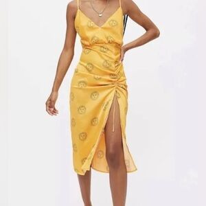 Urban Outfitters Patterned Orange Midi Dress